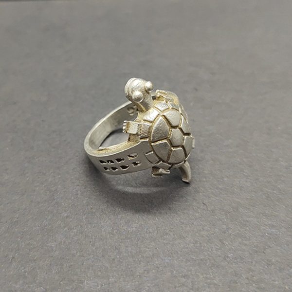 Silver Tortoise Good Luck Ring / Turtle Ring for Girl and Boy Lucky  Tortoise / Designer Tortoise Vastu